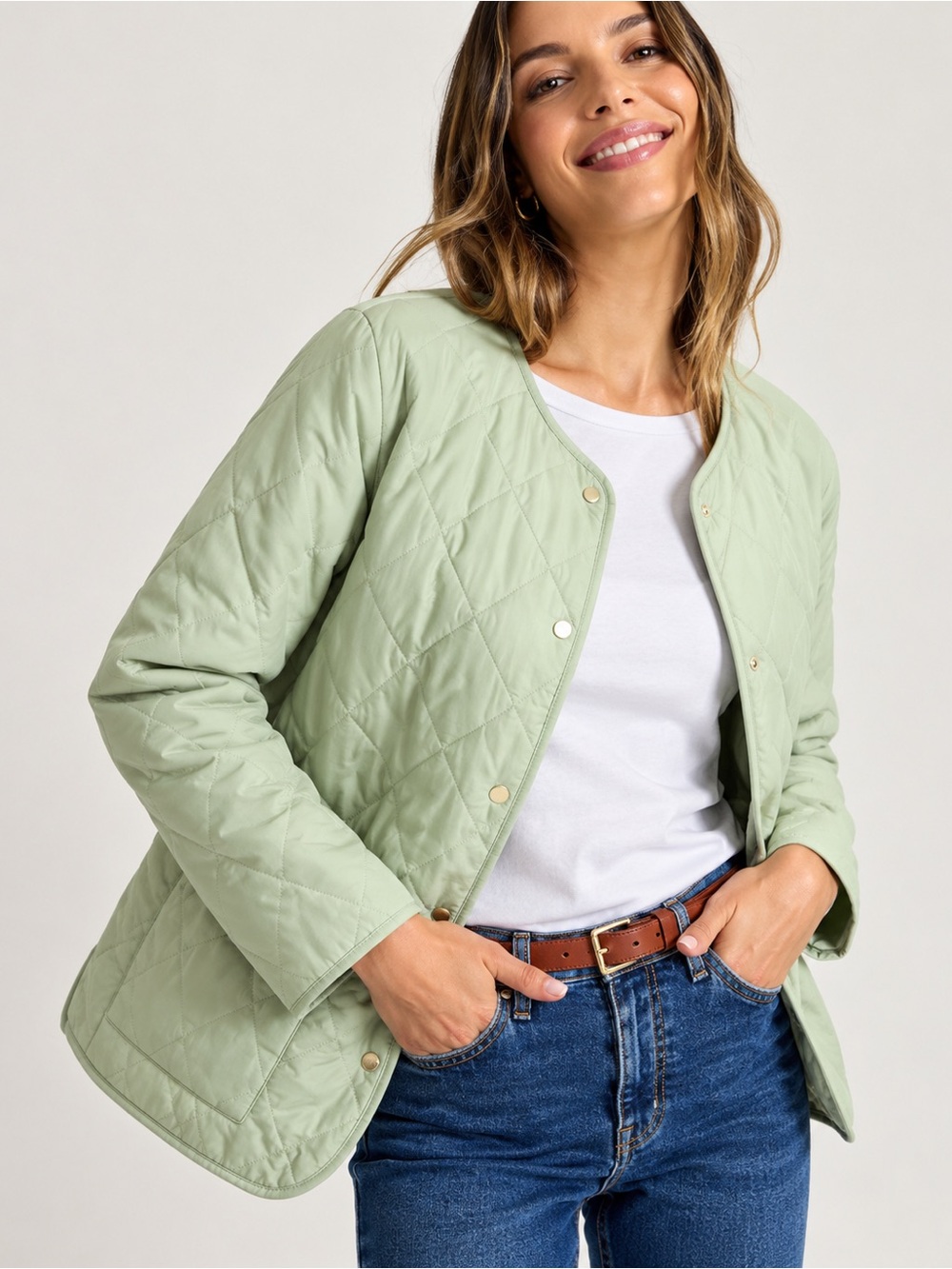 Tommy Bahama Quilted Liner Light Sage Snap-Front Jacket